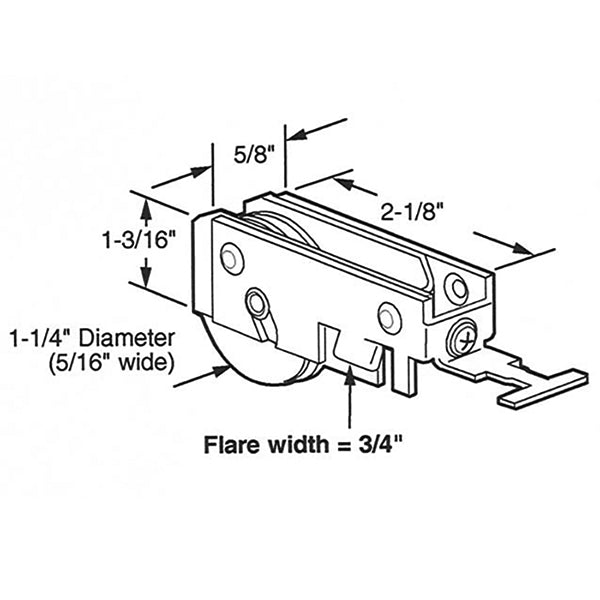 Sliding Door Roller K Tab Steel Housing Roller With 1.25 Inch Nylon Wheel - Sliding Door Roller K Tab Steel Housing Roller With 1.25 Inch Nylon Wheel