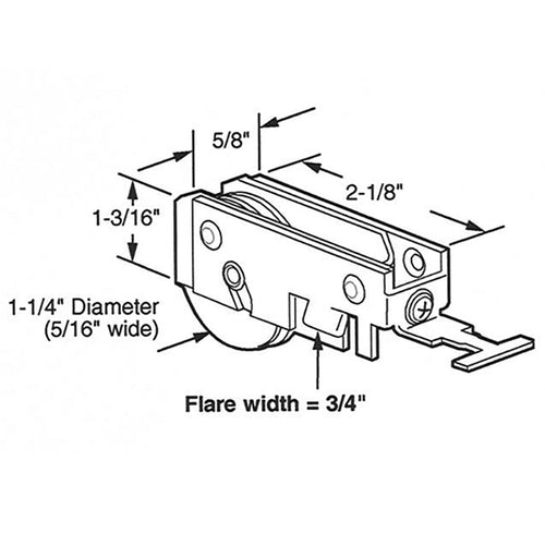 Sliding Door Roller K Tab Steel Housing Roller With 1.25 Inch Nylon Wheel - Sliding Door Roller K Tab Steel Housing Roller With 1.25 Inch Nylon Wheel