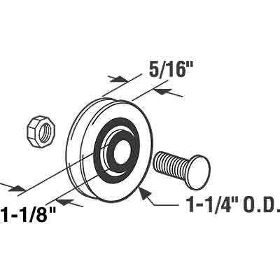 Roller Wheel Only 1.125 Inch Nylon Ball Bearing Wheel Diameter - Roller Wheel Only 1.125 Inch Nylon Ball Bearing Wheel Diameter