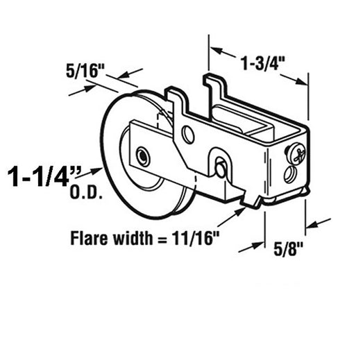 Sliding Door Hook Tab Roller With Adjustable Steel Housing 1.25 Inch Steel Wheel - Sliding Door Hook Tab Roller With Adjustable Steel Housing 1.25 Inch Steel Wheel