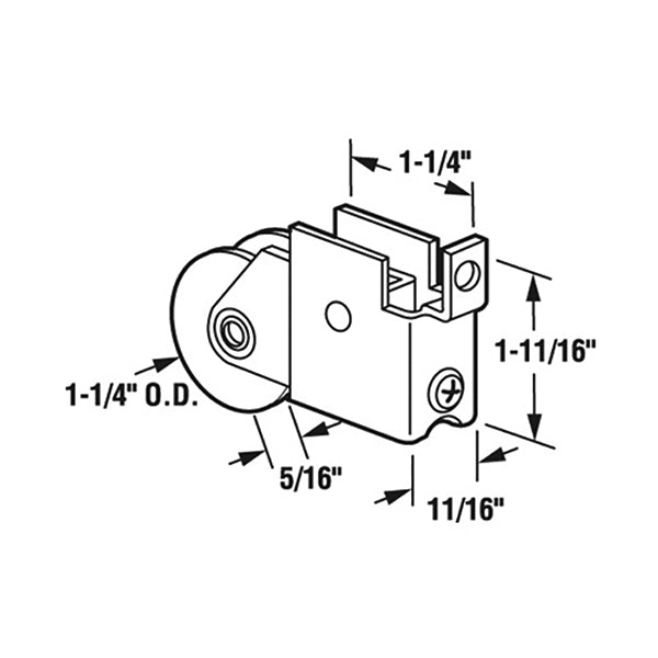 Sliding Door Roller L Tab Housing 1.5 Inch Single Steel Wheel Roller - Sliding Door Roller L Tab Housing 1.5 Inch Single Steel Wheel Roller