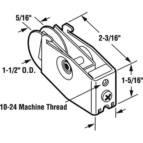 Roller Assembly - Sliding Patio Door, Steel Ball Bearing, 1-1/2