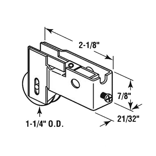 Sliding Patio Door Roller Assembly with Adjustable Steel U Tab Housing 1.25 Inch Nylon Wheel Diameter - Sliding Patio Door Roller Assembly with Adjustable Steel U Tab Housing 1.25 Inch Nylon Wheel Diameter
