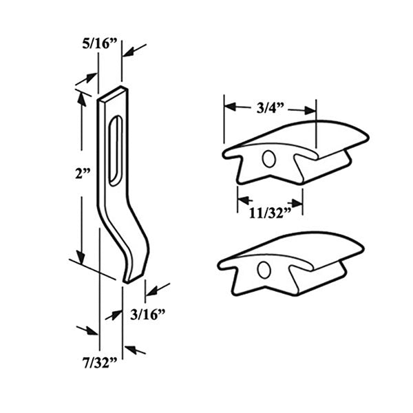 Steel Latch Strike with 2  Top Vinyl Guides for Sliding Screen Door - Steel Latch Strike with 2  Top Vinyl Guides for Sliding Screen Door