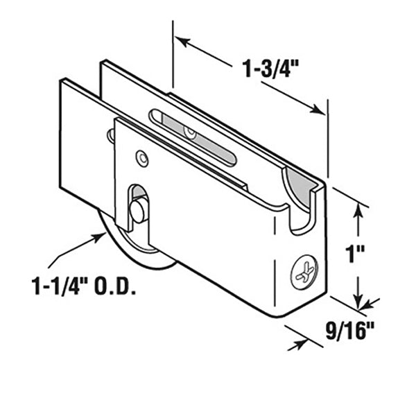 Sliding Patio Door Roller Assembly with Adjustable Steel U Tab Housing 1.25 Steel Ball Bearing Wheel Diameter - Sliding Patio Door Roller Assembly with Adjustable Steel U Tab Housing 1.25 Steel Ball Bearing Wheel Diameter