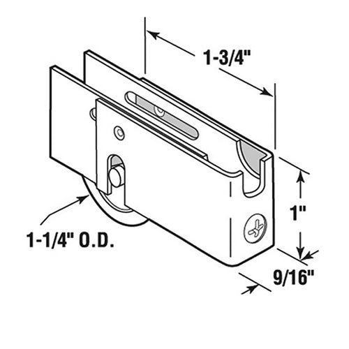Sliding Patio Door Roller Assembly with Adjustable Steel U Tab Housing 1.25 Steel Ball Bearing Wheel Diameter - Sliding Patio Door Roller Assembly with Adjustable Steel U Tab Housing 1.25 Steel Ball Bearing Wheel Diameter