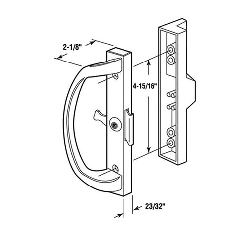 Sliding Patio Door Handle Set Clamp Style 4.9375  Inch Hole Center - Sliding Patio Door Handle Set Clamp Style 4.9375  Inch Hole Center