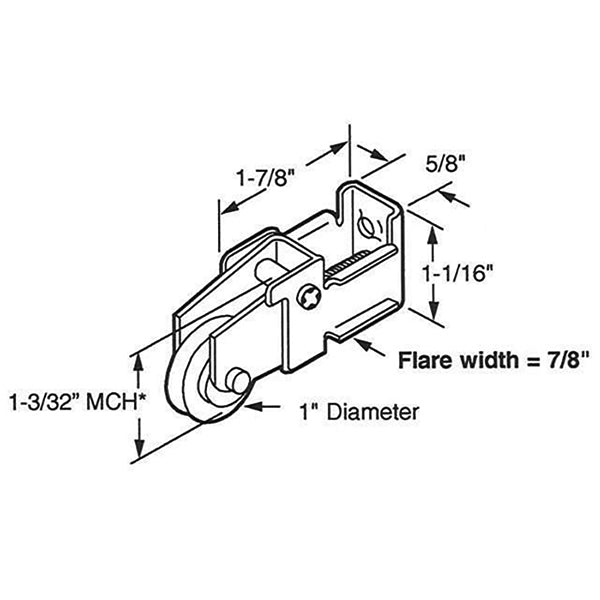 Sliding Patio Door Roller Assembly with Adjustable Steel Housing Assembly 1 Inch Steel Ball Bearing Wheel Diameter - Sliding Patio Door Roller Assembly with Adjustable Steel Housing Assembly 1 Inch Steel Ball Bearing Wheel Diameter