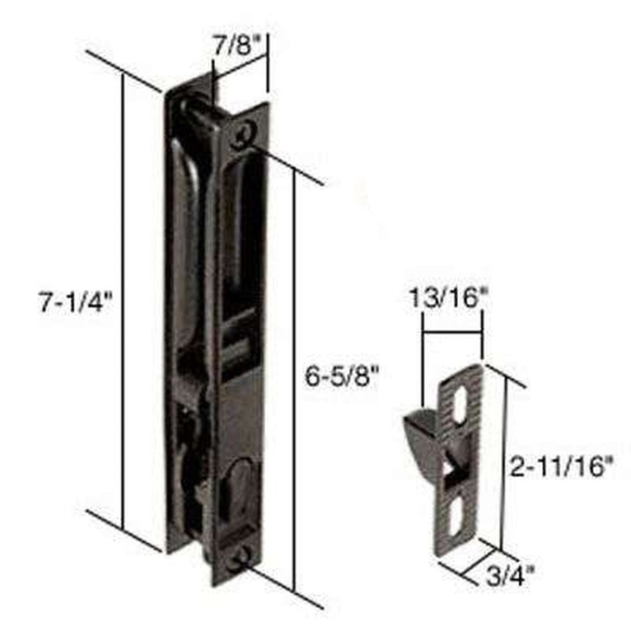 Handle Set Flush Type with Reversible Latch Hooks 6-5/8 Inch Hole Center Black Finish - Handle Set Flush Type with Reversible Latch Hooks 6-5/8 Inch Hole Center Black Finish