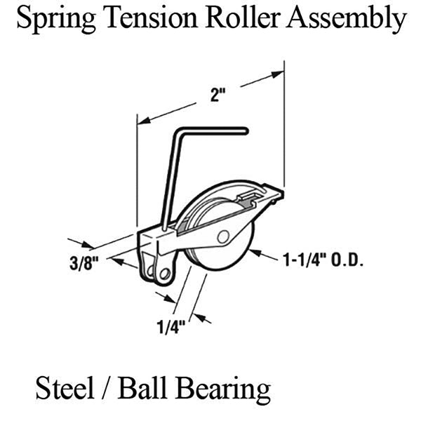 Wire Spring Tension Roller Assembly for Sliding Screen Door with 1-1/4