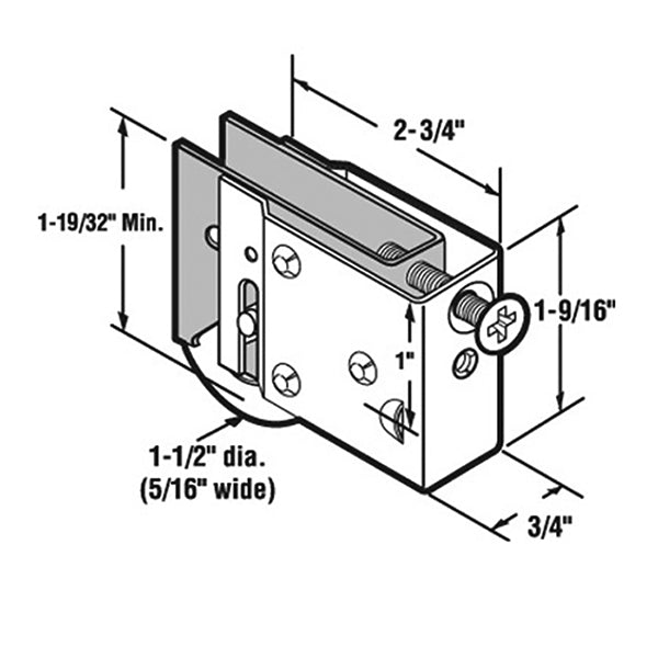 Sliding Patio Door Roller Assembly with Adjustable Steel Housing 1.5 Inch Steel Ball Bearing Wheel Diameter - Sliding Patio Door Roller Assembly with Adjustable Steel Housing 1.5 Inch Steel Ball Bearing Wheel Diameter
