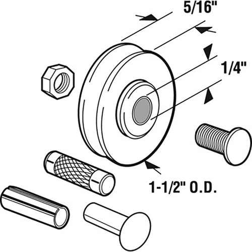 Door Roller Nylon Wheels 1.5 Inch Nylon Ball bearings With Installation Hardware - Door Roller Nylon Wheels 1.5 Inch Nylon Ball bearings With Installation Hardware