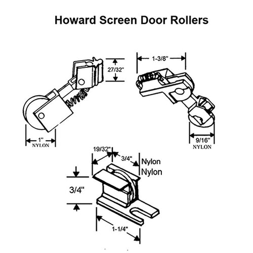 Screen Door Roller, 9/16‰Û Nylon Wheel - Screen Door Roller, 9/16‰Û Nylon Wheel
