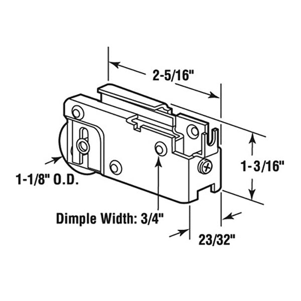 Sliding Patio Door Roller Assembly for Merzon Doors with Adjustable Steel Housing Assembly 1.125 Inch Steel Ball Bearing Wheel Diameter - Sliding Patio Door Roller Assembly for Merzon Doors with Adjustable Steel Housing Assembly 1.125 Inch Steel Ball Bearing Wheel Diameter