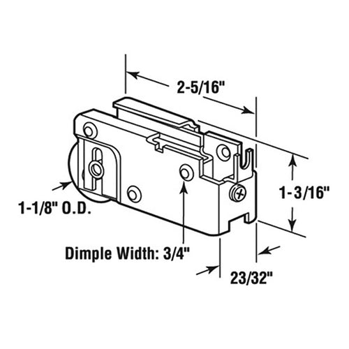 Sliding Patio Door Roller Assembly for Merzon Doors with Adjustable Steel Housing Assembly 1.125 Inch Steel Ball Bearing Wheel Diameter - Sliding Patio Door Roller Assembly for Merzon Doors with Adjustable Steel Housing Assembly 1.125 Inch Steel Ball Bearing Wheel Diameter