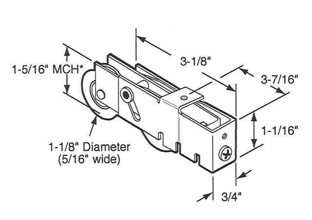 Sliding Patio Door Tandem Roller with Plain Back Housing Dual Concave Wheels 1.25 Inch Steel Wheel Diameter - Sliding Patio Door Tandem Roller with Plain Back Housing Dual Concave Wheels 1.25 Inch Steel Wheel Diameter