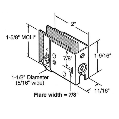 Sliding Door Roller With Plain Back 1.5 Inch Steel Wheel With Adjustable Steel Housing - Sliding Door Roller With Plain Back 1.5 Inch Steel Wheel With Adjustable Steel Housing