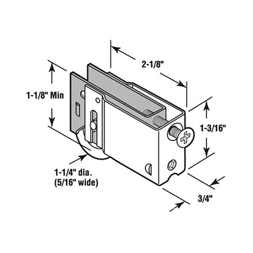 Sliding Door Roller With Adjustable Steel Housing 1.25 Inch Steel Wheel - Sliding Door Roller With Adjustable Steel Housing 1.25 Inch Steel Wheel