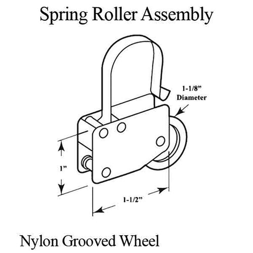 Unique Spring Roller Assembly with 1.125 Inch Nylon Wheel for Sliding Screen Doors - Unique Spring Roller Assembly with 1.125 Inch Nylon Wheel for Sliding Screen Doors