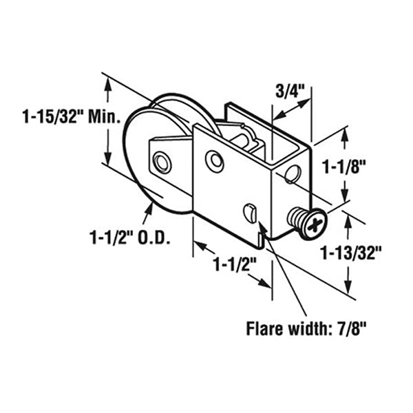 Sliding Glass Door Roller With Adjustable Steel Snap Locking Housing 1.5 Inch Steel Wheel - Sliding Glass Door Roller With Adjustable Steel Snap Locking Housing 1.5 Inch Steel Wheel