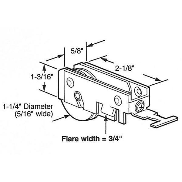 Roller Assembly for Sliding Patio Door with Adjustable Aluminum K Tab Housing 1.25 Inch Steel Ball Bearing Wheel Diameter - Roller Assembly for Sliding Patio Door with Adjustable Aluminum K Tab Housing 1.25 Inch Steel Ball Bearing Wheel Diameter