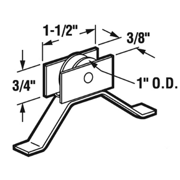 Center Mount Spring Tension Roller with 1 Inch Steel Wheel for Keller Sliding Screen Door - Center Mount Spring Tension Roller with 1 Inch Steel Wheel for Keller Sliding Screen Door