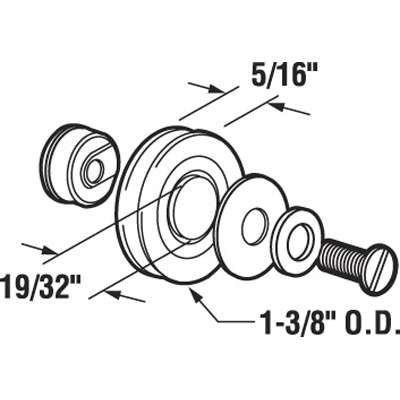 Arcadia Bottom Mount 1.375 Inch Nylon Rollers Assembly for Sliding Screen Door - Arcadia Bottom Mount 1.375 Inch Nylon Rollers Assembly for Sliding Screen Door