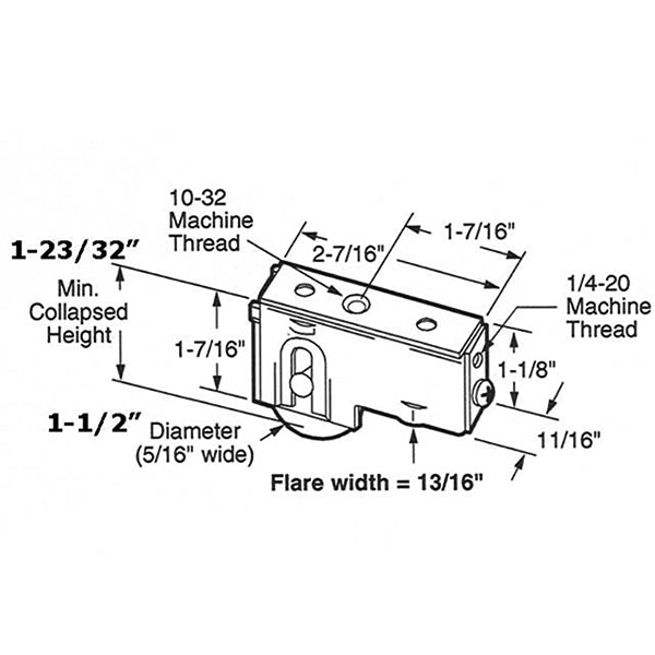 Door Roller For Sliding Doors With Steel Plain Back Housing and 1.5 Inch Steel Wheel - Door Roller For Sliding Doors With Steel Plain Back Housing and 1.5 Inch Steel Wheel