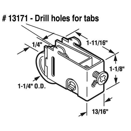 Smith Cary Roller Assembly for Sliding Glass Door 1.25 Inch Steel Wheel Diameter - Smith Cary Roller Assembly for Sliding Glass Door 1.25 Inch Steel Wheel Diameter