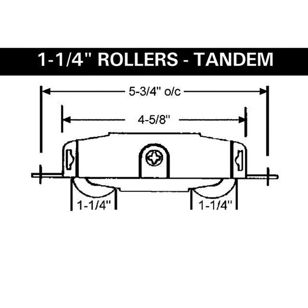 Vinyl Sliding Patio Door Tandem Roller with Aluminum Spacer 1.25 Inch Steel Wheel Diameter - Vinyl Sliding Patio Door Tandem Roller with Aluminum Spacer 1.25 Inch Steel Wheel Diameter