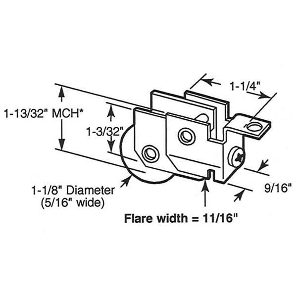 Roller Assembly for Sliding Patio Door with Adjustable Housing 1.25 Inch Steel Ball Bearing Wheel Diameter - Roller Assembly for Sliding Patio Door with Adjustable Housing 1.25 Inch Steel Ball Bearing Wheel Diameter