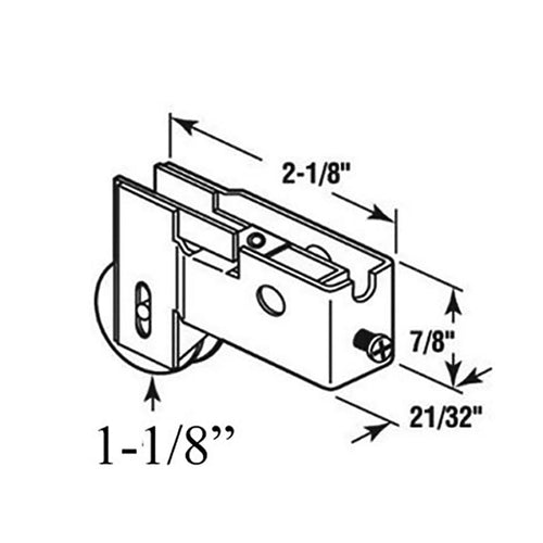 Sliding Patio Door Roller Assembly with U Tab Housing 1.125 Inch Nylon Ball Bearing Wheel Diameter - Sliding Patio Door Roller Assembly with U Tab Housing 1.125 Inch Nylon Ball Bearing Wheel Diameter