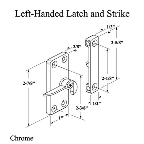 Left Hand Latch & Strke for Sliding Screen Door - Chrome - Left Hand Latch & Strke for Sliding Screen Door - Chrome