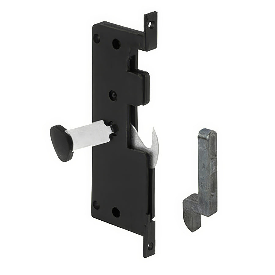 Non-Handed Plastic Latch Assembly with Steel Hook for Sliding Screen Door - Black - Non-Handed Plastic Latch Assembly with Steel Hook for Sliding Screen Door - Black