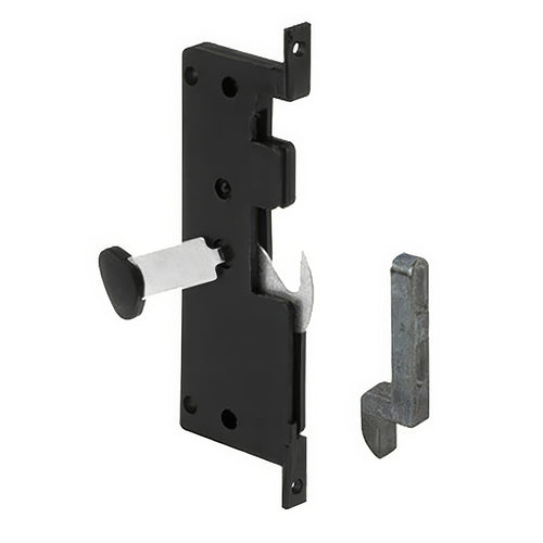 Non-Handed Plastic Latch Assembly with Steel Hook for Sliding Screen Door - Black - Non-Handed Plastic Latch Assembly with Steel Hook for Sliding Screen Door - Black