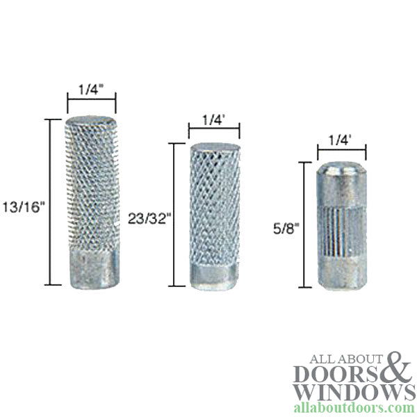 Window Handle Axle Pin Axle Pins, 1/4 inch Dia. Hole, 3 Sizes – Door and Window Parts