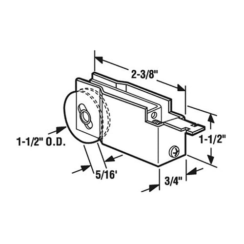 Door Master Sliding Patio Door Roller Steel K Tab Housing 1.5 Inch Nylon Wheel - Door Master Sliding Patio Door Roller Steel K Tab Housing 1.5 Inch Nylon Wheel
