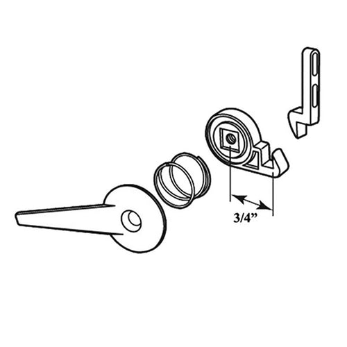 Latch Kit with Short 7/8 Inch Hook for Sliding Screen Door - Gray - Latch Kit with Short 7/8 Inch Hook for Sliding Screen Door - Gray