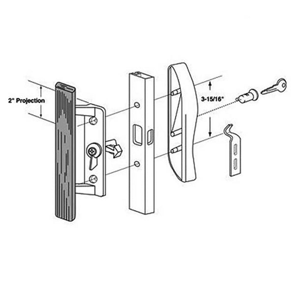 Sliding Patio Glass Door Handle Set Keyed Reversible Handing - Sliding Patio Glass Door Handle Set Keyed Reversible Handing