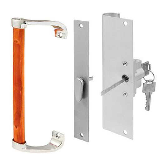 Keyed Sliding Patio Door Handle Set 6-7/8" Hole Center Aluminum