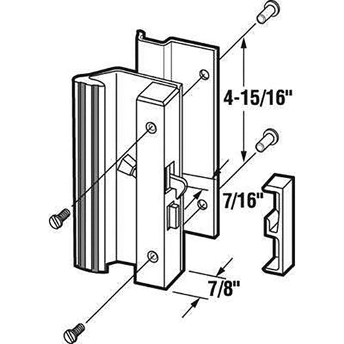 Sliding Patio Door Handle 4-15/16 Inch Hole Center Low Profile Black Powder Coat - Sliding Patio Door Handle 4-15/16 Inch Hole Center Low Profile Black Powder Coat