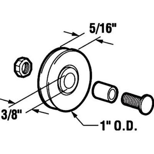 Bottom Mount Roller Assembly with 1 Inch Nylon Wheel Diameter for Sliding Screen Doors - Bottom Mount Roller Assembly with 1 Inch Nylon Wheel Diameter for Sliding Screen Doors