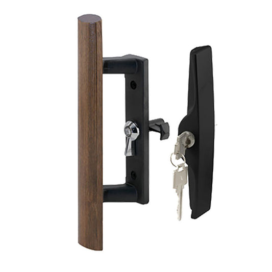 Sliding Patio Door Handle Black Metal With Wood Trim Keyed Sliding Patio Door Handle