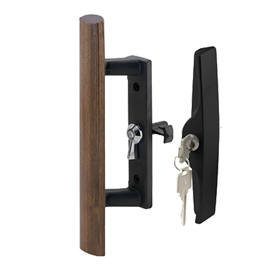 Sliding Patio Door Handle Black Metal With Wood Trim Keyed Sliding Patio Door Handle - Sliding Patio Door Handle Black Metal With Wood Trim Keyed Sliding Patio Door Handle