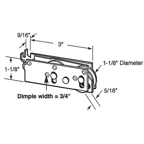 Sliding Patio Door Tandem Roller Dual Wheel 1.125 Inch Steel Ball Bearing Wheel Diameter - Sliding Patio Door Tandem Roller Dual Wheel 1.125 Inch Steel Ball Bearing Wheel Diameter