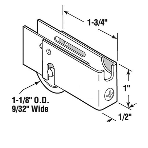 Roller Assembly for Sliding Patio Doors 1.125 Inch Steel Wheel Diameter - Roller Assembly for Sliding Patio Doors 1.125 Inch Steel Wheel Diameter
