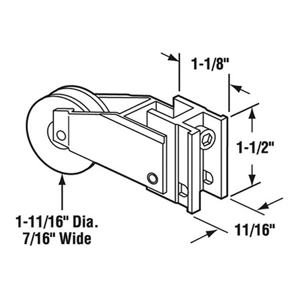 Sliding Door Roller For Daryl And Plaza Glass Doors 1.6875 Inch Nylon Wheel With Adjustable Metal Housing - Sliding Door Roller For Daryl And Plaza Glass Doors 1.6875 Inch Nylon Wheel With Adjustable Metal Housing