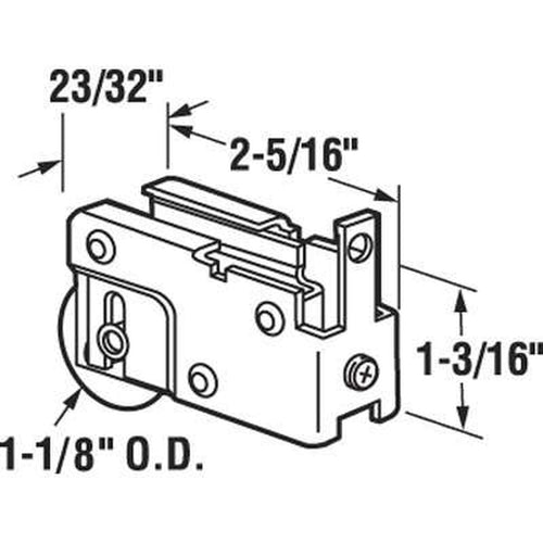 Sliding Door Roller Single Steel Ball Bearing Roller E-Tab Style Housing Adjustable Backing 1.125 Inch Steel Wheel - Sliding Door Roller Single Steel Ball Bearing Roller E-Tab Style Housing Adjustable Backing 1.125 Inch Steel Wheel