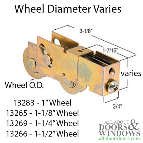 Sliding Glass Door Tandem Concave Roller with Adjustable Plain Back Housing and 1.75 Inch Wheel Diameter - Sliding Glass Door Tandem Concave Roller with Adjustable Plain Back Housing and 1.75 Inch Wheel Diameter
