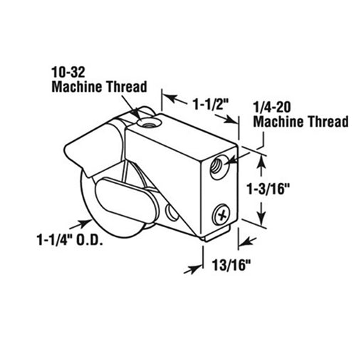Sliding Patio Door Roller Assembly with Adjustable Housing 1.25 Inch Nylon Wheel Diameter - Sliding Patio Door Roller Assembly with Adjustable Housing 1.25 Inch Nylon Wheel Diameter